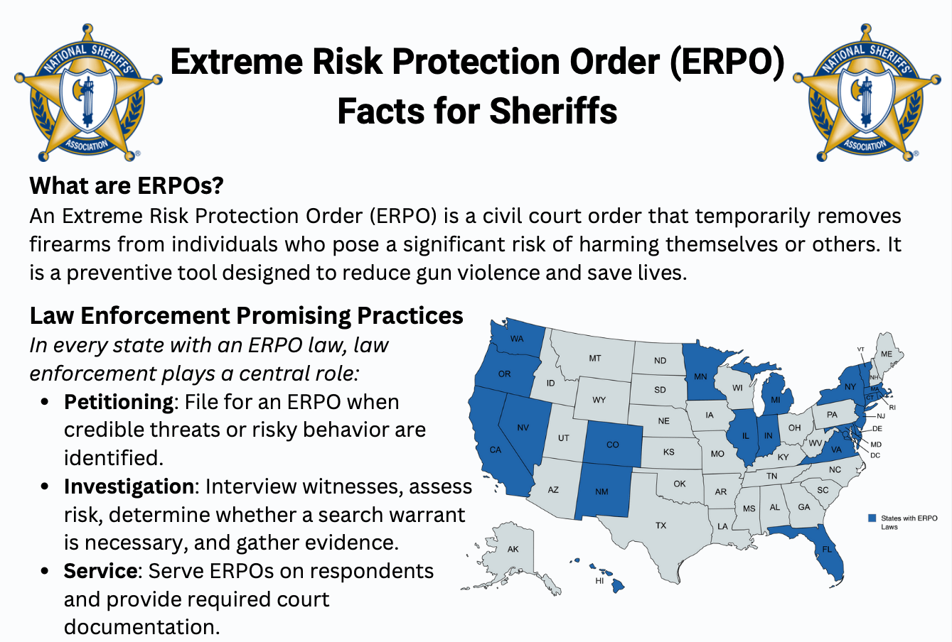 Extreme Risk Protection Order Facts for Sheriffs Image